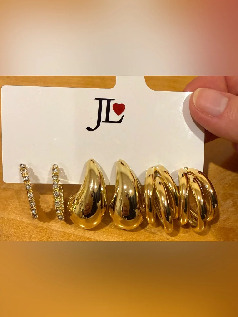 Gold-Tone Mixed Hoop & Teardrop Earring Set - Gold